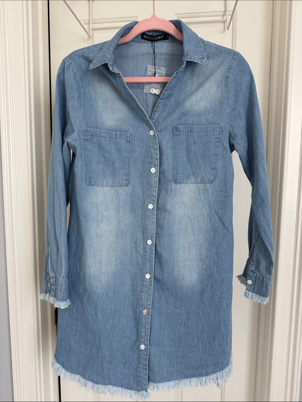 Zilcremo Light Blue Denim Shirt Dress
